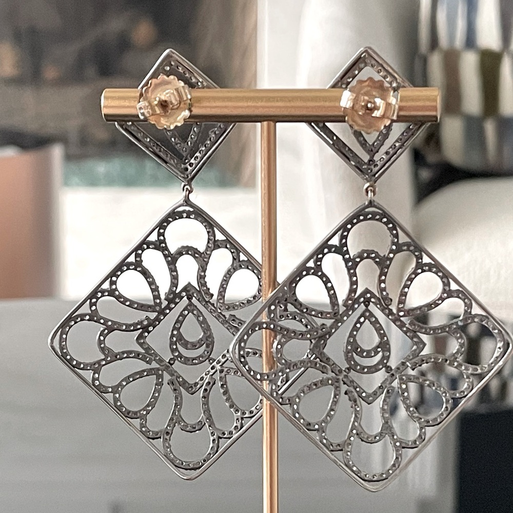 Diamond and Silver Earrings